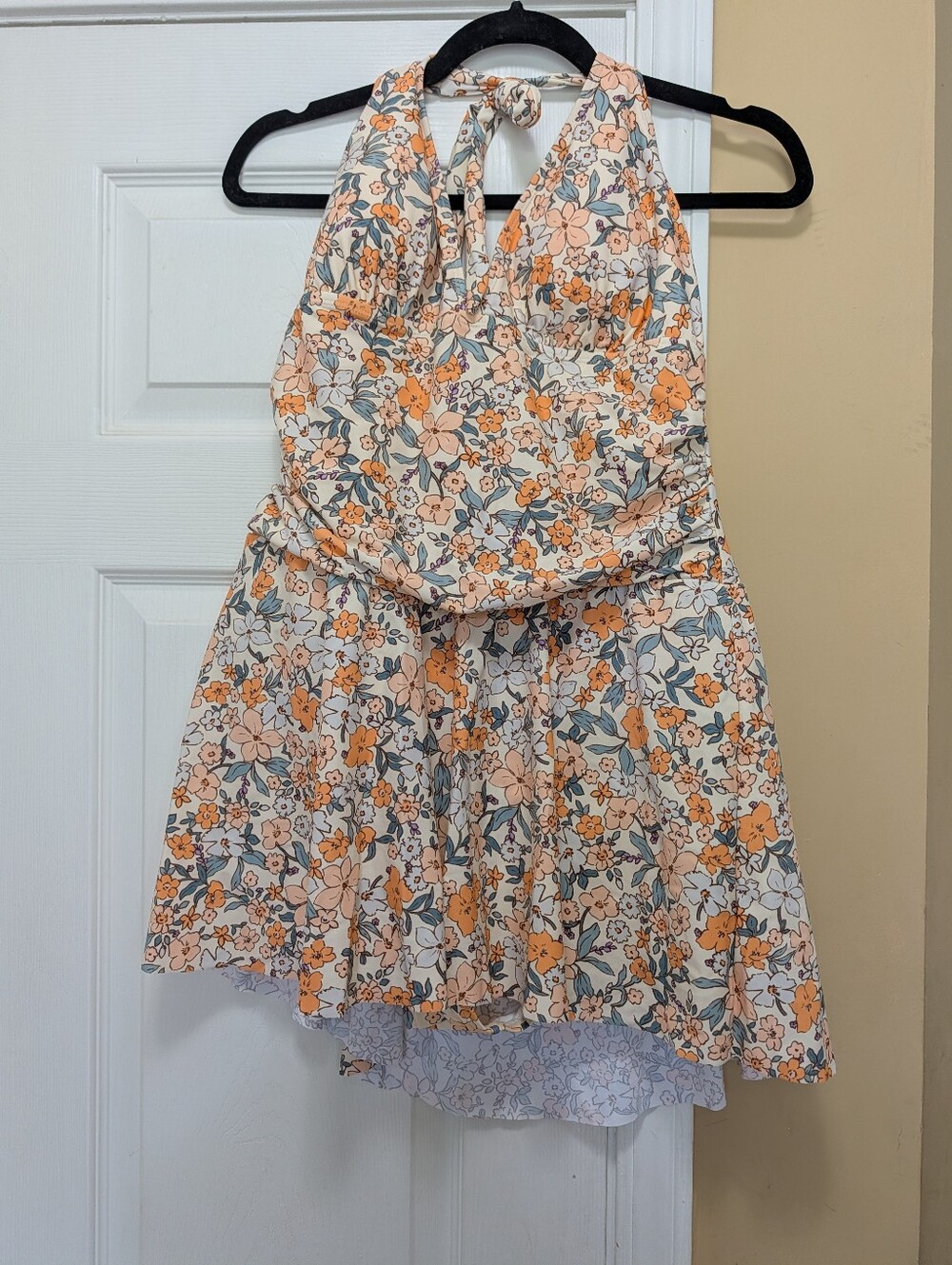 New Without Tags Cupshe Skirted Halter Floral One Piece Bathing Suit XL